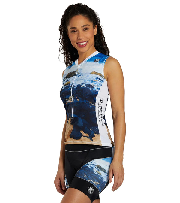 Top con media cremallera y efecto enfriador de piel para mujer