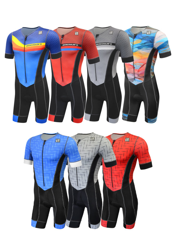 Traje de baño con mangas y diseño de chevron Forza Flisuit™ para hombre (diseña el tuyo propio)