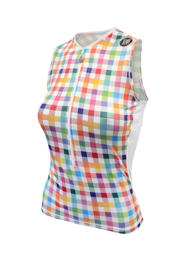 Top con media cremallera y efecto enfriador de piel para mujer