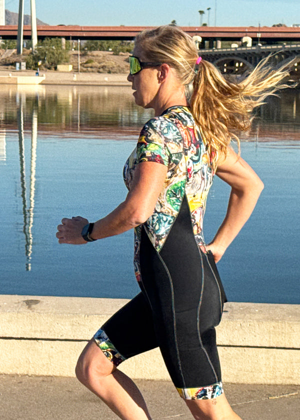 Traje de triatlón Riviera para mujer, manga corta