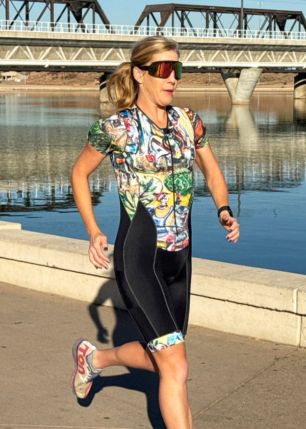 Traje de triatlón Riviera para mujer, manga corta