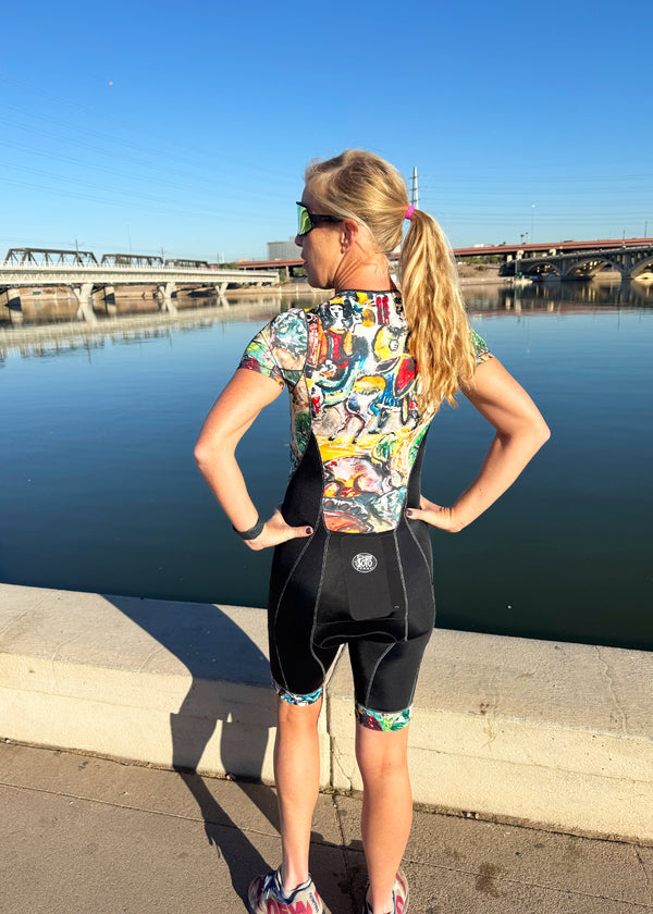 Traje de triatlón Riviera para mujer, manga corta