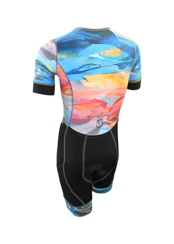 Traje de baño con mangas y diseño de chevron Forza Flisuit™ para hombre (diseña el tuyo propio)